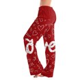 thumbnail image 1 of Women's Drawstring Valentine's Day Printed Casual Pants, Elastic Waist Lounge Pants for Women, Holiday Themed Sleepwear Pajama Pants, Comfortable Fit,Pink,XL, 1 of 7