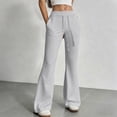 thumbnail image 1 of Women's Drawstring Waist Bell Bottom Flare Leg Sweatpants Sports Causal Pants Solid Buttoms, 1 of 7