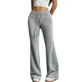 thumbnail image 1 of Women's Drawstring Waist Bell Bottom Flare Leg Sweatpants Sports Causal Pants,Gray M, 1 of 5