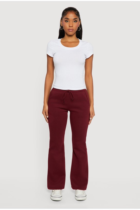 Women's Drawstring Waist Fleece Lined Boot Cut Sweatpants