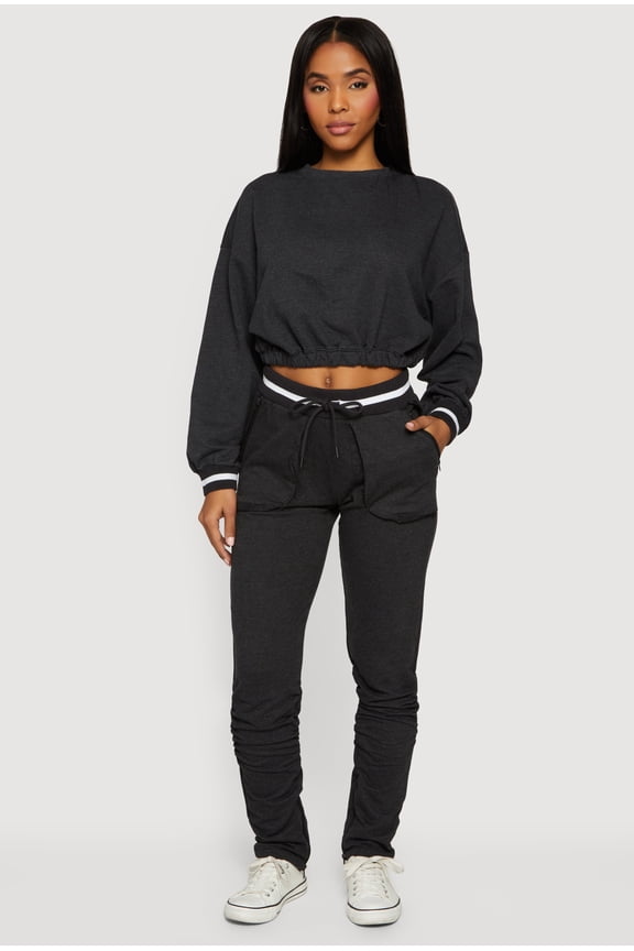 Women's Drawstring Waist Ruched Skinny Leg Pants