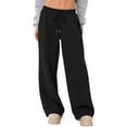 thumbnail image 1 of Women's Drawstring Waist Straight Streetwear Long Wide Leg Pants Casual Loose Baggy Workout Sweatpants Sports Trousers, 1 of 6
