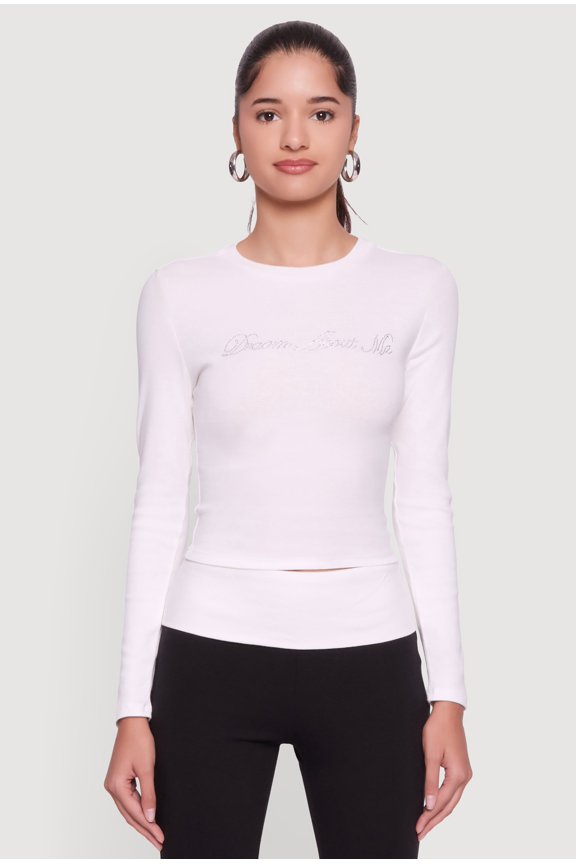 Women's Dream About Me Rhinestone Baby Tee