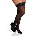 thumbnail image 1 of Women's Dreamgirl 0005X Plus Sheer Thigh High With Stay Up Silicone Lace (Black Queen), 1 of 7