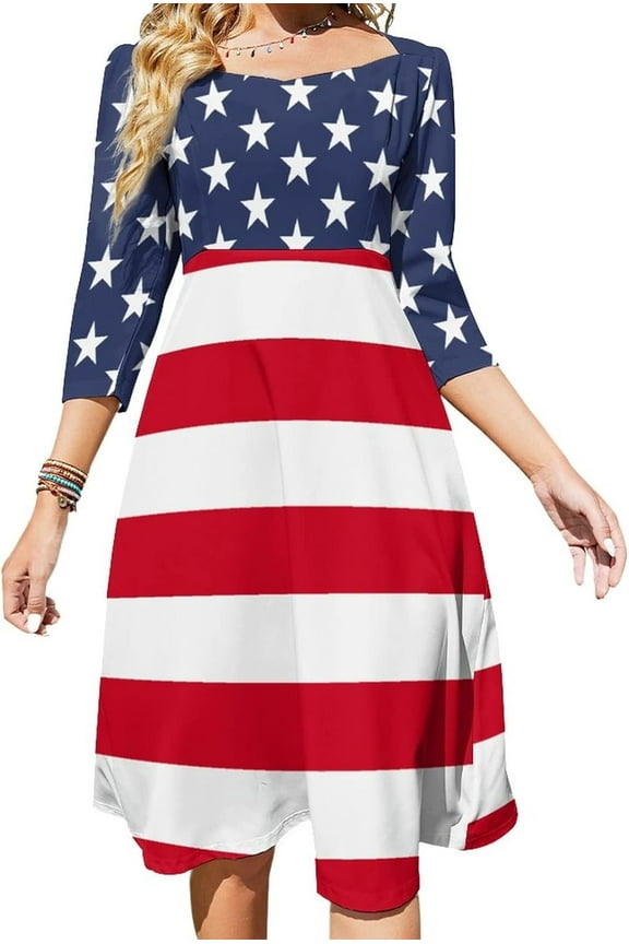 Women's Dress American Flag Casual Dresses Holiday Dress Sun Dress Short Sleeve Summer Stretch