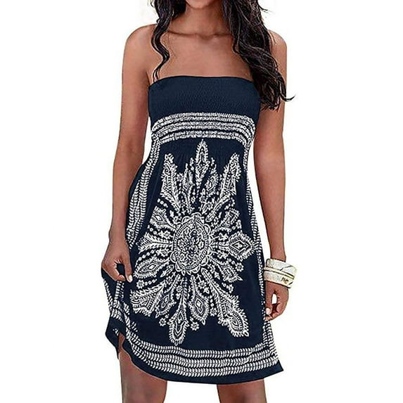 Women's Dress Bathing Suit Coverup Floral Print Bohemian Beach Dress
