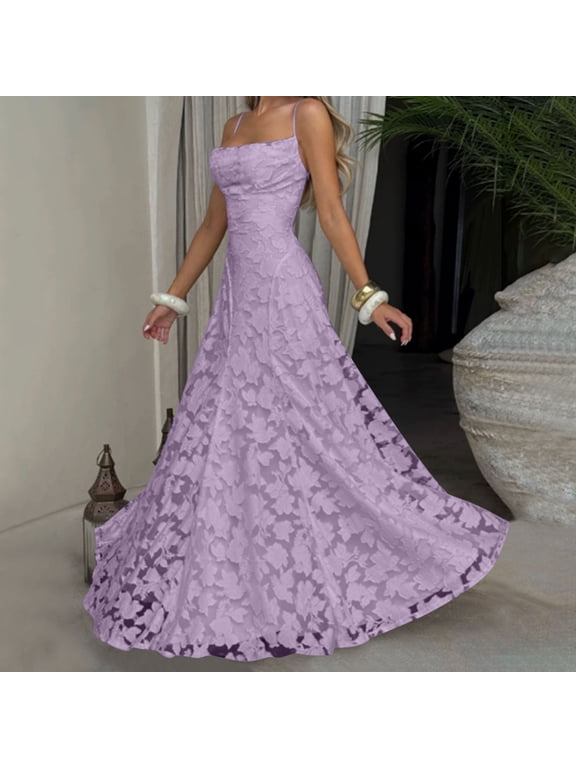 Women's Dress Casual Boho Print Long Sleeve Deep V-Neck Mid Calf Long Dresses Purple XS