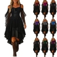 thumbnail image 1 of Women's Dress Cold Shoulder Sleeveless Solid Color Chiffon Butterfly Sleeve Gothic Irregular Hem Dress for Lolita Cosplay,Hot Pink,S, 1 of 6
