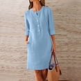 thumbnail image 1 of Women's Dress, Crewneck Casual Knee-Length Dress, Loose Half Sleeve Polyester Dress with Front Pockets, Comfortable Everyday Wear, 1 of 5
