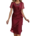 thumbnail image 1 of Women's Dress Elegant Round Neck Chiffon Party Gown For Wedding Holiday Date Night Spring Summer Casual Formal Occasion Dresses for Evening Gown Size 14 Ladies Long Evening Dresses Ladies Work Dresses, 1 of 7