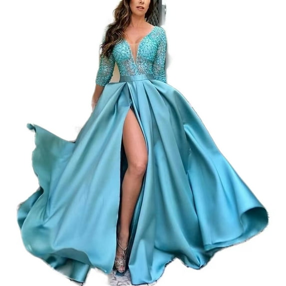 Women's Dress Lace Sequins Full Swing Sexy Long Skirt Tail Banquet Evening Dress