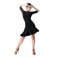 thumbnail image 1 of Women's Dress Line Dance Costume Prom Dresses Short Sleeves Latin Dance Performance Black Samba Costumes for Girls, 1 of 6