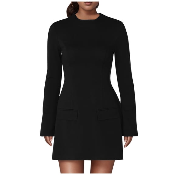 Women's Dress Long Sleeve Neck Bodycon Party Mini Dress Elegant Formal Evening Gown Clubwear Night Out Outfit