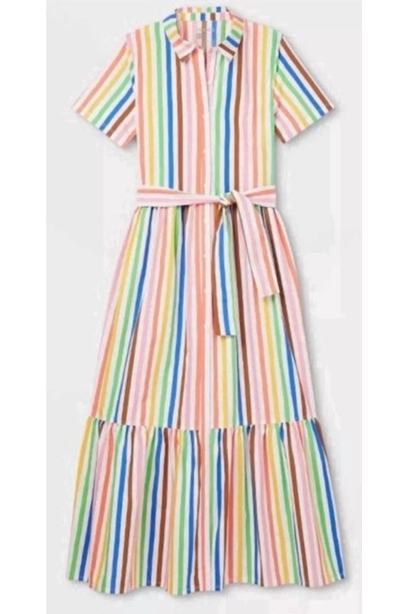 Target Wrap Short Sleeve Collared Dress, Women's M