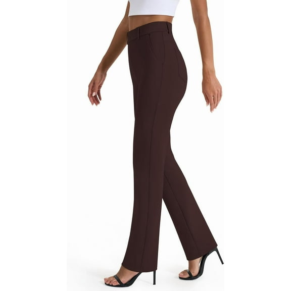 Women's Dress Pants Stretchy Straight Leg Yoga Work Slacks with Pockets Business Casual Pants Petite/Regular/Tall