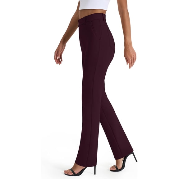 Women's Dress Pants Stretchy Straight Leg Yoga Work Slacks with Pockets Business Casual Pants Petite/Regular/Tall