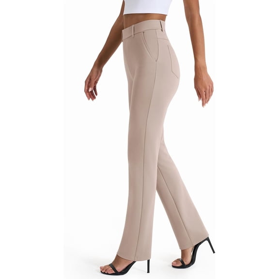 Women's Dress Pants Stretchy Straight Leg Yoga Work Slacks with Pockets Business Casual Pants Petite/Regular/Tall