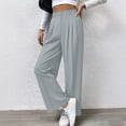 thumbnail image 1 of Women's Dress Pants Wide Straight Leg Suit Pants High Waisted Pleated Business Office Work Trousers Casual Solid Loose Fits Lightweight Comfy Dressy Pants, 1 of 9