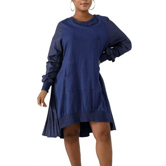 Women's Dress Pleated Long Sleeve Ladies Casual Dress