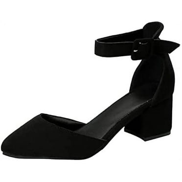 Womens High Chunky Heels Square Toe Block Ankle Strap Dress Comfort ...