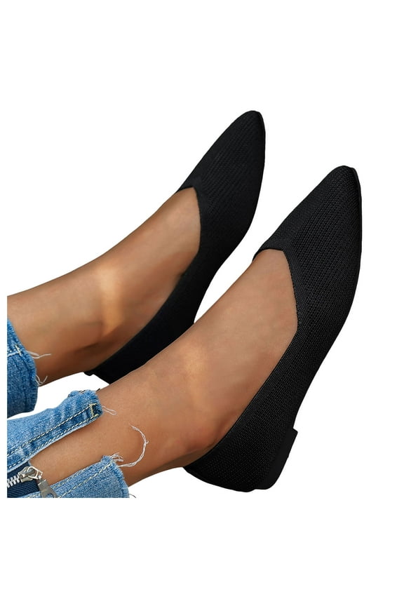 Women's Dress Shoes Spring Autumn Mesh Pointed Toe Slip on Low Heels Ballet Flats Walking Work Loafers