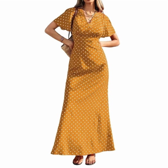 Women's Dress - Short Sleeve, High, Back Cut-Out Dress