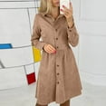 thumbnail image 1 of Women's Dress Women's Long Sleeved Single Shirt Corduroy Dress Long Skirt Khaki M, 1 of 9