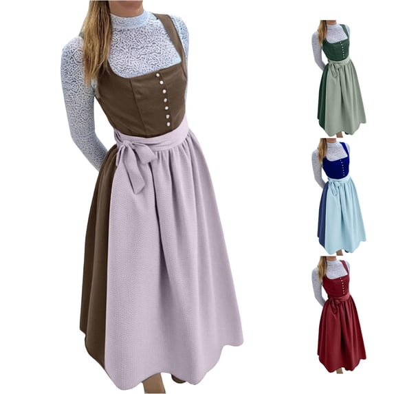 Women's Dresses â Bavarian Pinafore Apron Pleated Midi Gown â Party ...