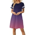 thumbnail image 1 of Women's Dresses Clearance Under $10 Casual Striped Printed Short Sleeve Gradient Dress, 1 of 6