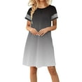 thumbnail image 1 of Women's Dresses Under $10 Casual Striped Printed Short Sleeve Gradient Dress, 1 of 6
