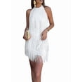 thumbnail image 1 of Women's Dresses Flapper All over Fringe Mini Dress White S, 1 of 8