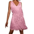 thumbnail image 1 of Women’s Dresses Flapper Dresses Fringe Mini Dresses (Pink M), 1 of 7