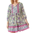 thumbnail image 1 of Women's Dresses Late Summer Outfits Floral 3/4 Balloon Sleeve V Neck Vintage Button Fly Dress Streetwear-b-M, 1 of 7