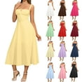 thumbnail image 1 of Women's Dresses Plus Size Sleeveless Square Neck Spaghetti Strap Tie Front Camisole Dress Summer Long Flowy Beach Sundresses Hot Pink XXL, 1 of 9