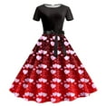 thumbnail image 1 of Women's Dresses Short Sleeve U Neck Valentine Print Audrey Hepburn Style Dress Casual Chic Outfits Womens Plus Size Dresses Mint Green L, 1 of 3