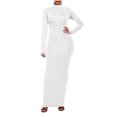 thumbnail image 1 of Women's Dresses Summer Maxi Plus Size Summer Solid Color Sexy Round Neck Tight Fitting Hip Hugging Dress Long Sleeved Round Neck And Ankle Dress, 1 of 7