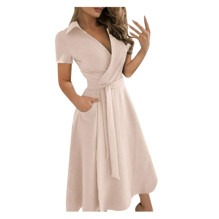 Bandage Pure Color Short Sleeve Vacation Dresses Bandage Pure Color Short Sleeve Vacation Dresses