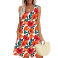thumbnail image 1 of Women's Dresses Summer Women Casual Loose Summer Printed Dress Sleeveless V-neck Top/shirt Set F Multicolor XL, 1 of 6
