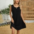 thumbnail image 1 of Women's Dresses Under $10 Summer Solid Pleated Round Neck Sleeveless Pockets Dresses Casual Comfortable All Occasion Wear, 1 of 9