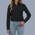 thumbnail image 1 of Women's Dressy Business Shirts Long Sleeve Button Down Tops Collared Solid Color Casual Work Fashion Blouses, 1 of 5
