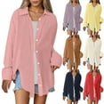 thumbnail image 1 of Women's Dressy Casual Blouses Long Sleeve Lapel Collared Solid Color Button Down Fashion Shirts Work Business Tops, 1 of 8
