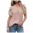 thumbnail image 1 of Women's Dressy Casual Business Work Blouses V Neck Loose Petal Short Sleeve T Shirts Loose Fit Womens Top Athletic Tops for Women Long Sleeve Comfortable Workout Shirts Women Athletic Women Shirts for, 1 of 5