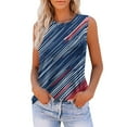 thumbnail image 1 of Women's Dressy Casual High Neck Tank Top, 2025 Loose Fit Independence Day Print Sleeveless Shirt with Side Pocket,Blue L, 1 of 5