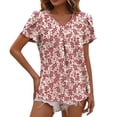 thumbnail image 1 of Women's Dressy Casual Shirts Ruffle Short Sleeve V Neck Work Blouses Business Summer Tops 2025 Outfits Clothes, 1 of 6