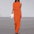 thumbnail image 1 of Women's Dressy Casual Summer Jumpsuits Sleeveless Mock Neck Wide Leg Pants Romper One Piece Formal Party Outfits Orange M, 1 of 5