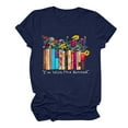 thumbnail image 1 of Women's Dressy Casual Tops Book Lover T shirts Vintage Round Neck Blouse Fashion 2024 Short Sleeve Loose Fit Flowy Tunic Tops Summer Clothes for Teen Girls Flora Book Graphic Tees Blue T Shirts XL, 1 of 3
