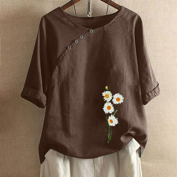 Women's Dressy Casual Tops Business Work Blouses Cotton Linen Button Down Shirts Cap Sleeve V Neck Tshirt