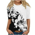 thumbnail image 1 of Women's Dressy Casual Tops for Lady Vintage Crew Neck Blouse Summer Clothes for Teen Girls Long Sleeve Loose Fit Flowy Tunic Tops Floral Print Fashion 2024 Spring Elegant Shirts Black T Shirts XXXL, 1 of 1