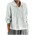 thumbnail image 1 of Women's Dressy Casual Tops for Lady Vintage Summer Clothes for Teen Girls Fashion 2024 Long Sleeve Loose Fit Flowy Tunic Tops Spring Elegant Shirts V Neck Blouse Solid Color White T Shirts L, 1 of 6