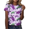 thumbnail image 1 of Women's Dressy Casual Tops for Lady Vintage Tie Dye Ombre Fashion 2024 Round Neck Blouse Comfy Casual Shirts Short Sleeve Loose Fit Flowy Tunic Tops Summer Clothes for Teen Girls Purple T Shirts L, 1 of 5